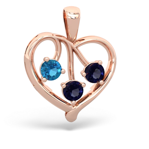 london topaz-sapphire love heart pendant