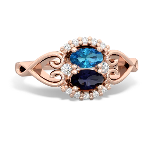 london topaz-sapphire antique keepsake ring