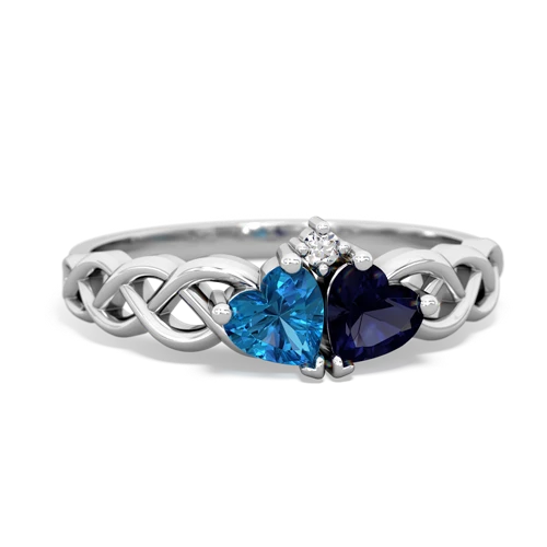 london topaz-sapphire celtic braid ring