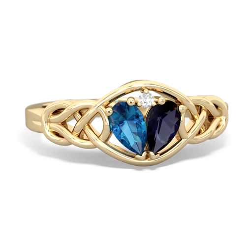 london topaz-sapphire celtic knot ring