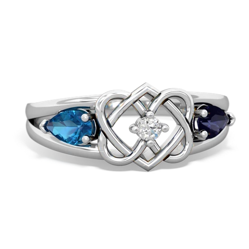 london topaz-sapphire double heart ring