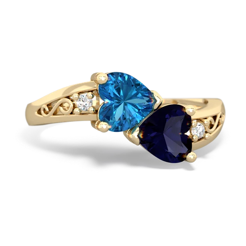 london topaz-sapphire filligree ring