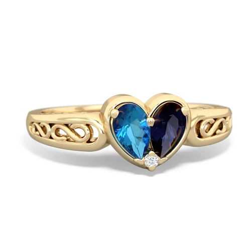 london topaz-sapphire filligree ring