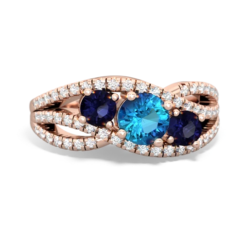 london topaz-sapphire three stone pave ring