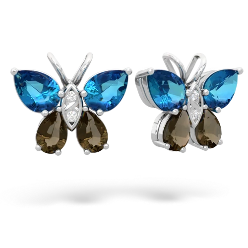 london topaz-smoky quartz butterfly earrings