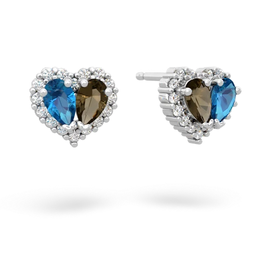 london topaz-smoky quartz halo-heart earrings