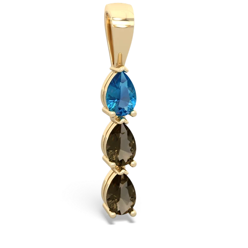 london topaz-smoky quartz three stone pendant