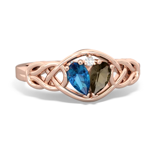 london topaz-smoky quartz celtic knot ring