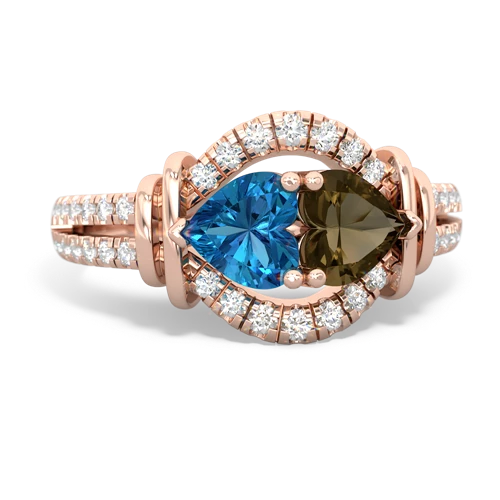 london topaz-smoky quartz pave keepsake ring