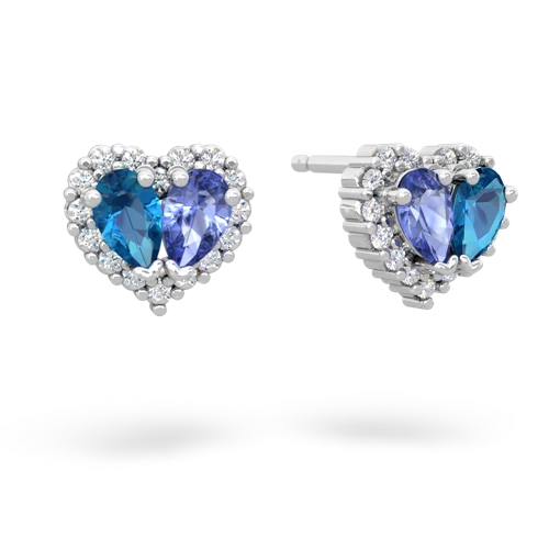 london topaz-tanzanite halo-heart earrings