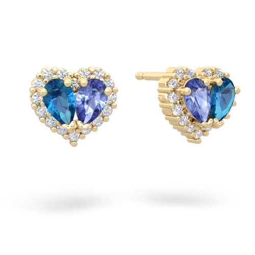 london topaz-tanzanite halo-heart earrings