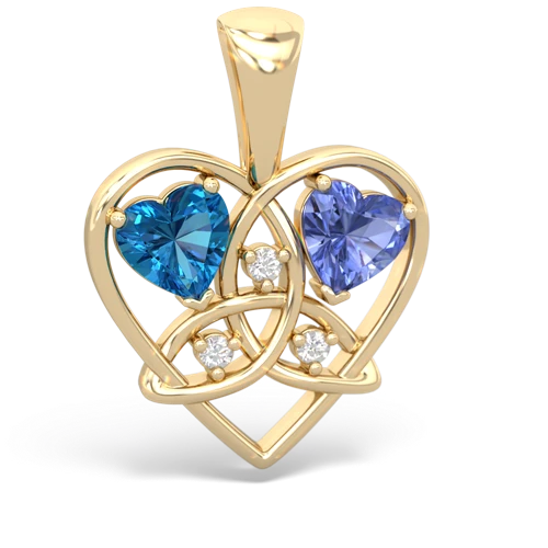 london topaz-tanzanite celtic heart pendant