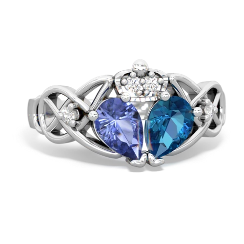 london topaz-tanzanite claddagh ring