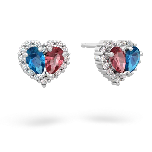 london topaz-tourmaline halo-heart earrings