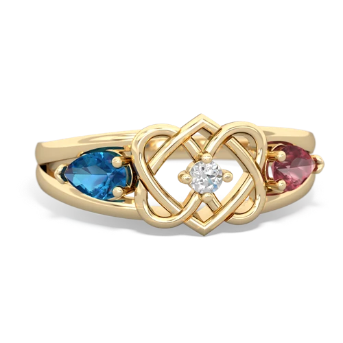 london topaz-tourmaline double heart ring