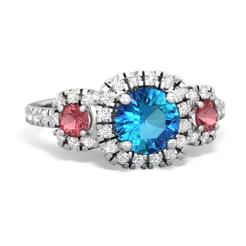 london topaz-tourmaline three stone regal ring