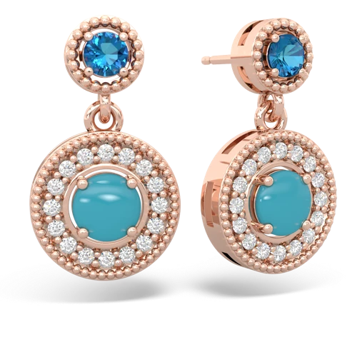 london topaz-turquoise halo earrings