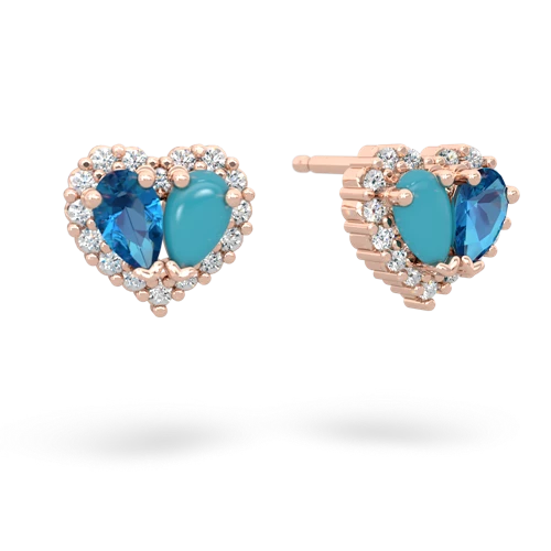 london topaz-turquoise halo-heart earrings