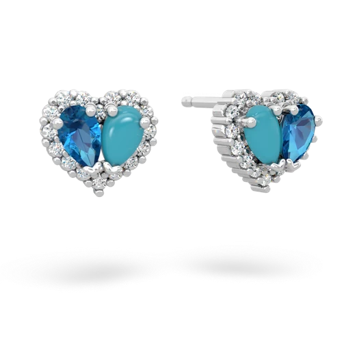 london topaz-turquoise halo-heart earrings