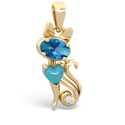 london topaz-turquoise kitten pendant