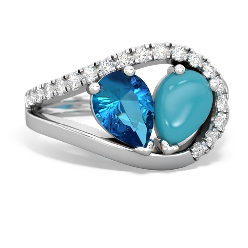 london topaz-turquoise pave heart ring