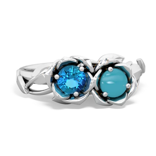 london topaz-turquoise roses ring