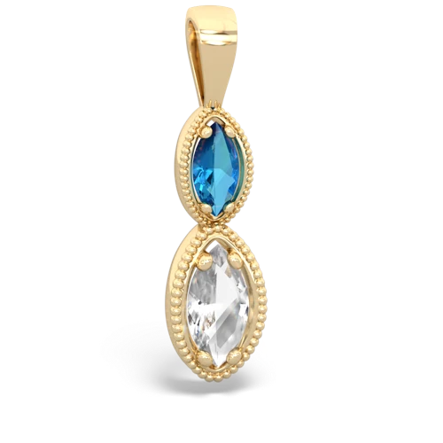 london topaz-white topaz antique milgrain pendant