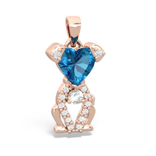 london topaz-white topaz birthstone puppy pendant