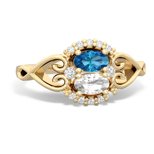 london topaz-white topaz antique keepsake ring