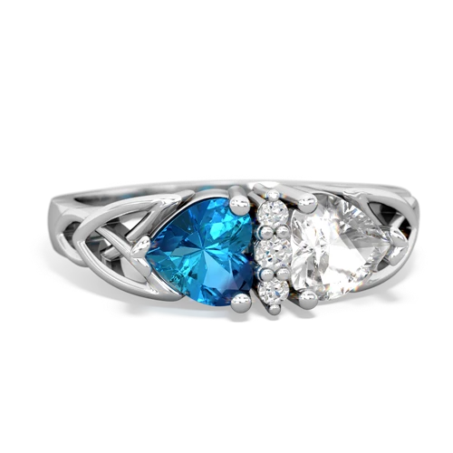 london topaz-white topaz celtic ring