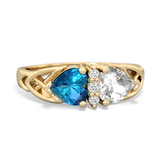 london topaz-white topaz celtic ring