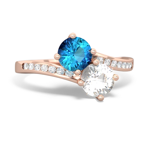 london topaz-white topaz two stone channel ring