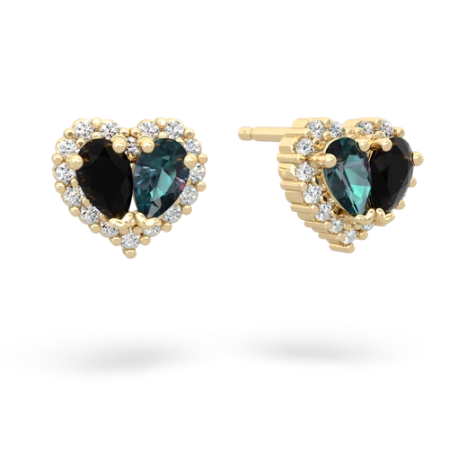 onyx-alexandrite halo-heart earrings