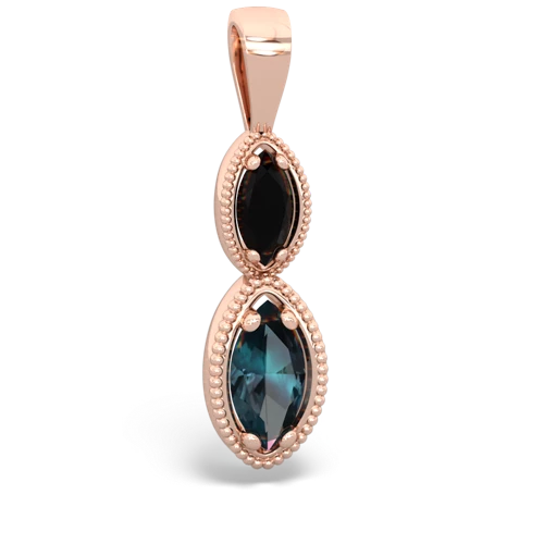 onyx-alexandrite antique milgrain pendant