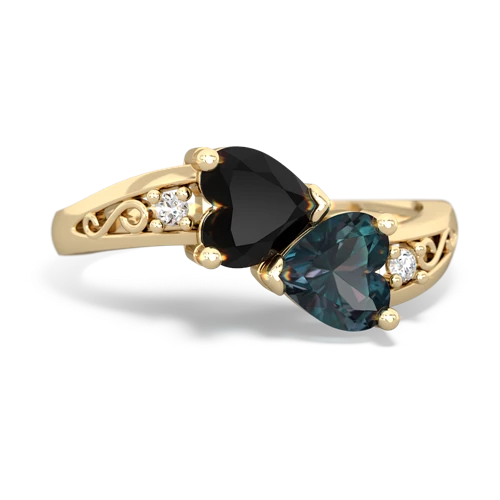 onyx-alexandrite filligree ring