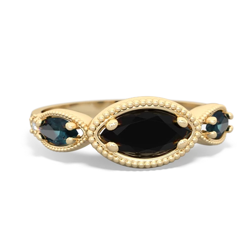 onyx-alexandrite milgrain marquise ring