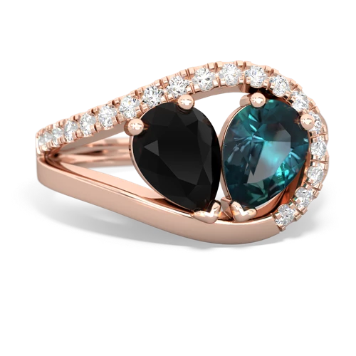 onyx-alexandrite pave heart ring