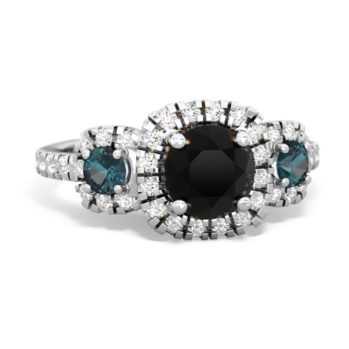 onyx-alexandrite three stone regal ring