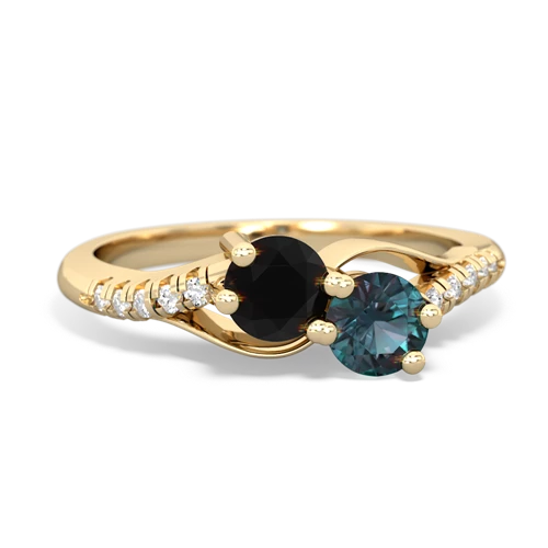 onyx-alexandrite two stone infinity ring