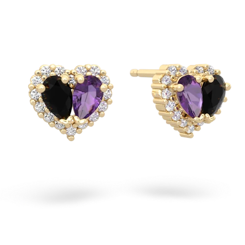 onyx-amethyst halo-heart earrings