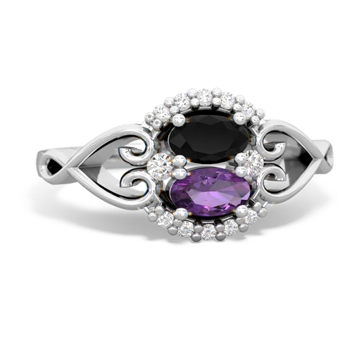 onyx-amethyst antique keepsake ring