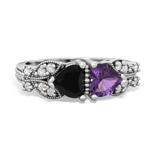 onyx-amethyst keepsake butterfly ring