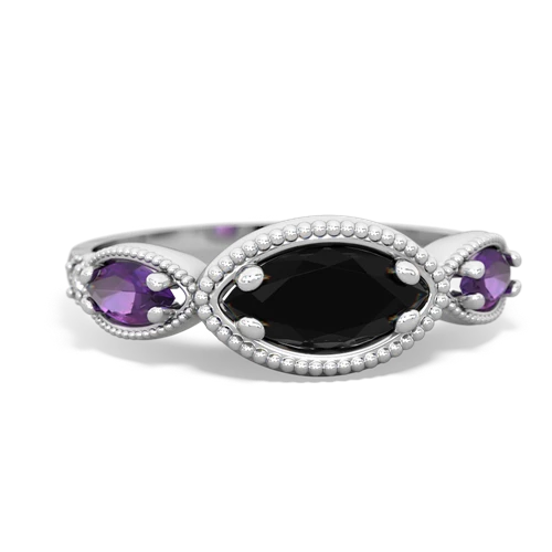 onyx-amethyst milgrain marquise ring