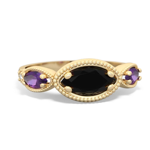 onyx-amethyst milgrain marquise ring