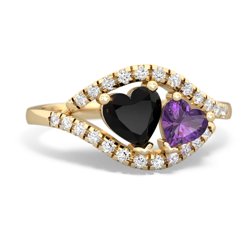 onyx-amethyst mother child ring