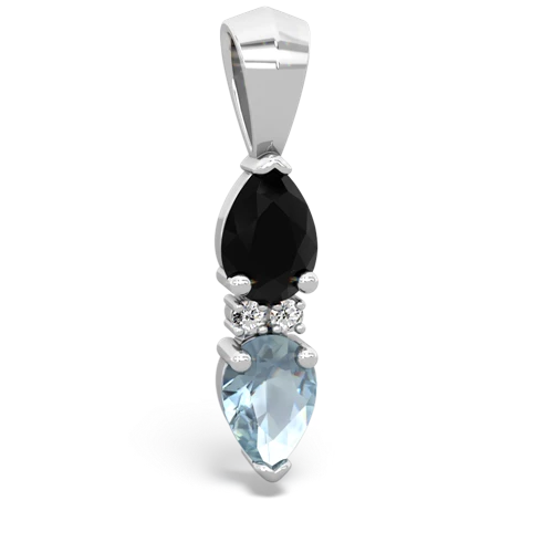 onyx-aquamarine bowtie pendant