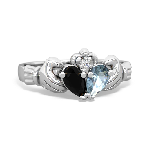 onyx-aquamarine claddagh ring