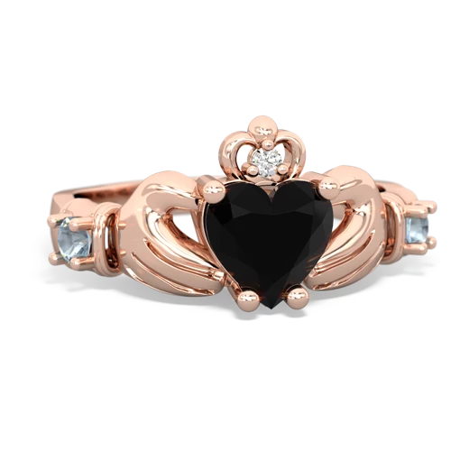 onyx-aquamarine claddagh ring