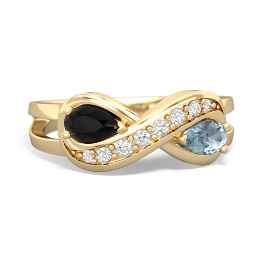 onyx-aquamarine diamond infinity ring