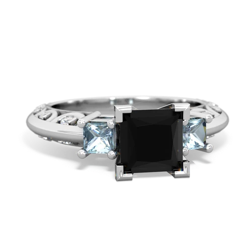 onyx-aquamarine engagement ring